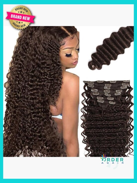 Deep Wave Clip In Hair Extensions Real Human Hair 24 Inch 120g 7 Wefts Seamless